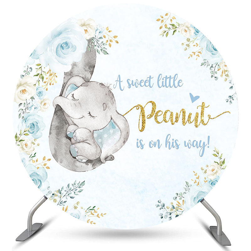 Lofaris A Little Peanut Is On His Way Round Baby Shower Backdrop