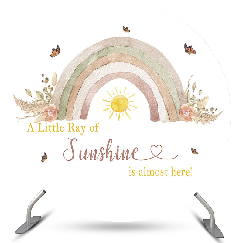 Lofaris A Little Ray Of Sunshine Round Baby Shower Backdrop