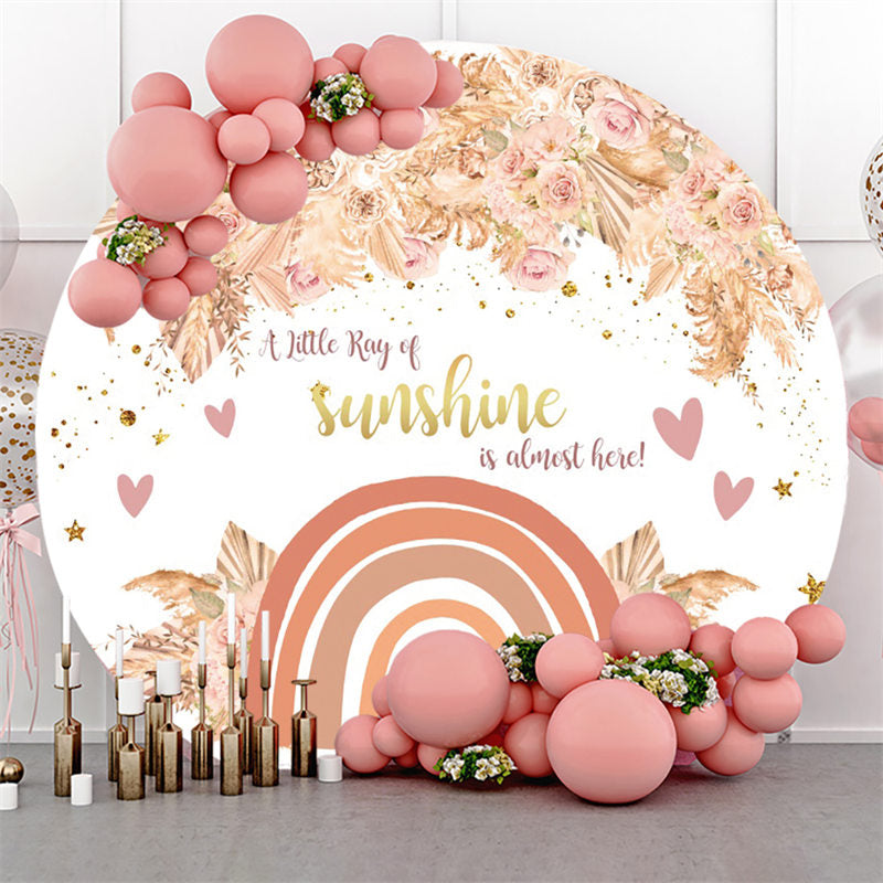 Lofaris A Little Ray Sunshine Is Almost Here Birthday Round Backdrop