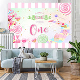 Load image into Gallery viewer, Lofaris A Little Sweet Is Turning 1st Happy Birthday Backdrop