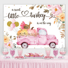 Lofaris Pink Floral With Turkey Baby Shower Backdrop for Girl