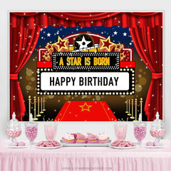 Lofaris A Star Is Born Red Curtain Happy Birthday Backdrop