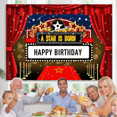 Lofaris A Star Is Born Red Curtain Happy Birthday Backdrop