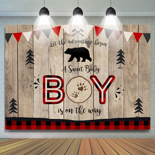 Lofaris A Sweet Boy Is On The Way Wooden Baby Shower Backdrop