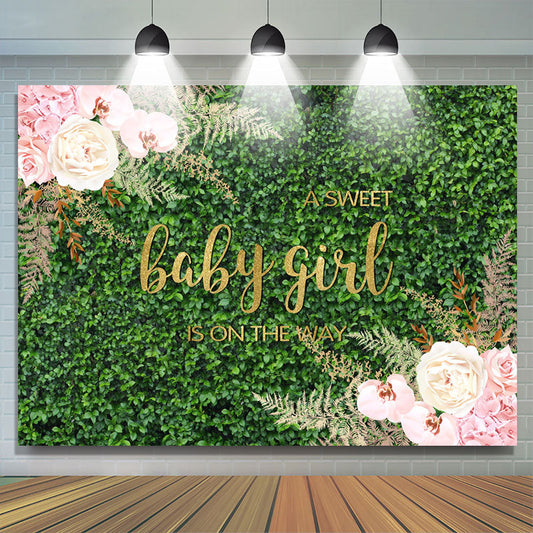 Lofaris A Sweet Girl Is On The Way Floral Baby Shower Backdrop