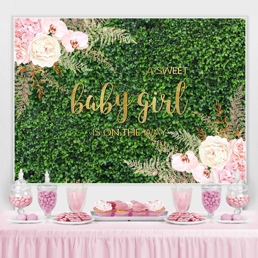 Lofaris A Sweet Girl Is On The Way Floral Baby Shower Backdrop