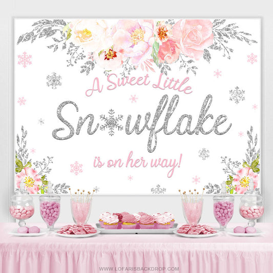 Lofaris A Sweet Snowflake Is On Her Way Baby Shower Backdrop