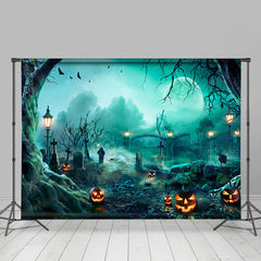 Lofaris Abandoned House Pumpkin Lantern Halloween Backdrop