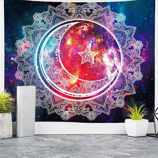 Lofaris Abstract Floral Mandala Pattern Galaxy Wall Tapestry