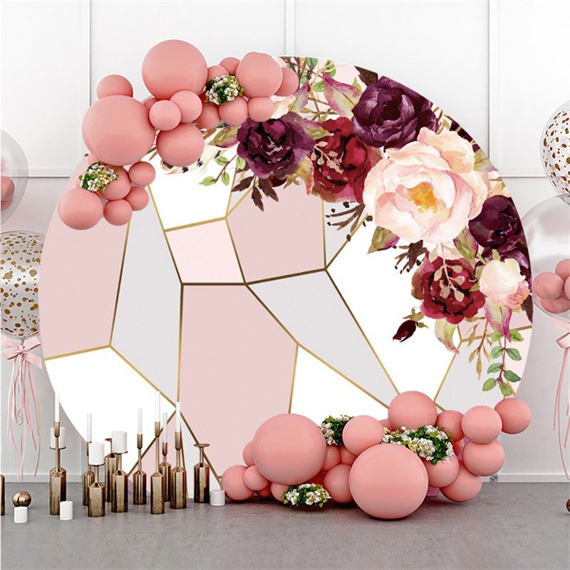 Lofaris Abstract Glitter Art And Floral Themed Round Backdrop