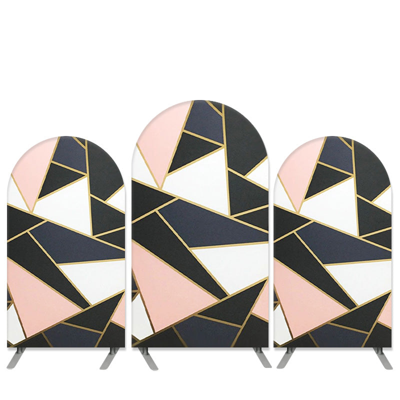 Lofaris Abstracted Pattern Theme Black Pink Birthday Arch Backdrop Kit