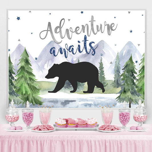 Lofaris Adventure A Wait With Bear Baby Shower Backdrop For Boy