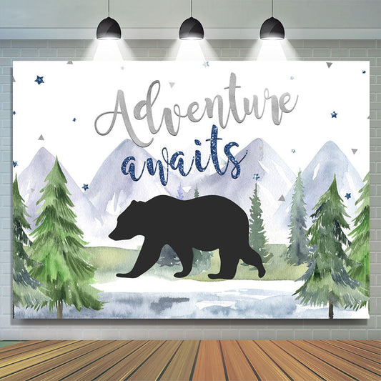 Lofaris Adventure A Wait With Bear Baby Shower Backdrop For Boy