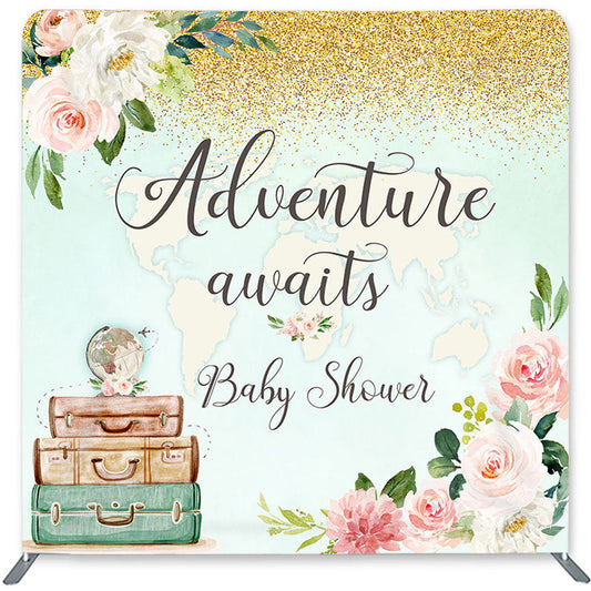 Lofaris Adventure Awaits Flower Double-Sided Backdrop for Baby Shower