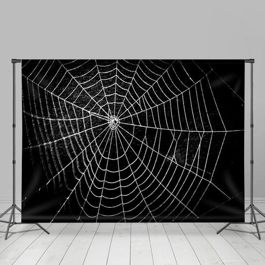Lofaris All Black Spider Net Horrible Happy Halloween Backdrop