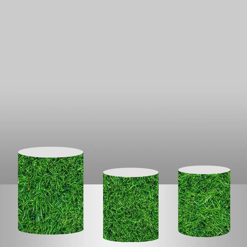 Lofaris All Green Grass Theme Backdrop Cake Table Cover Kit