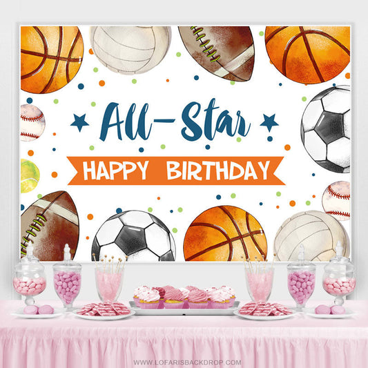 Lofaris Allstar Sport Theme Happy Birthday Backdrop For Boy