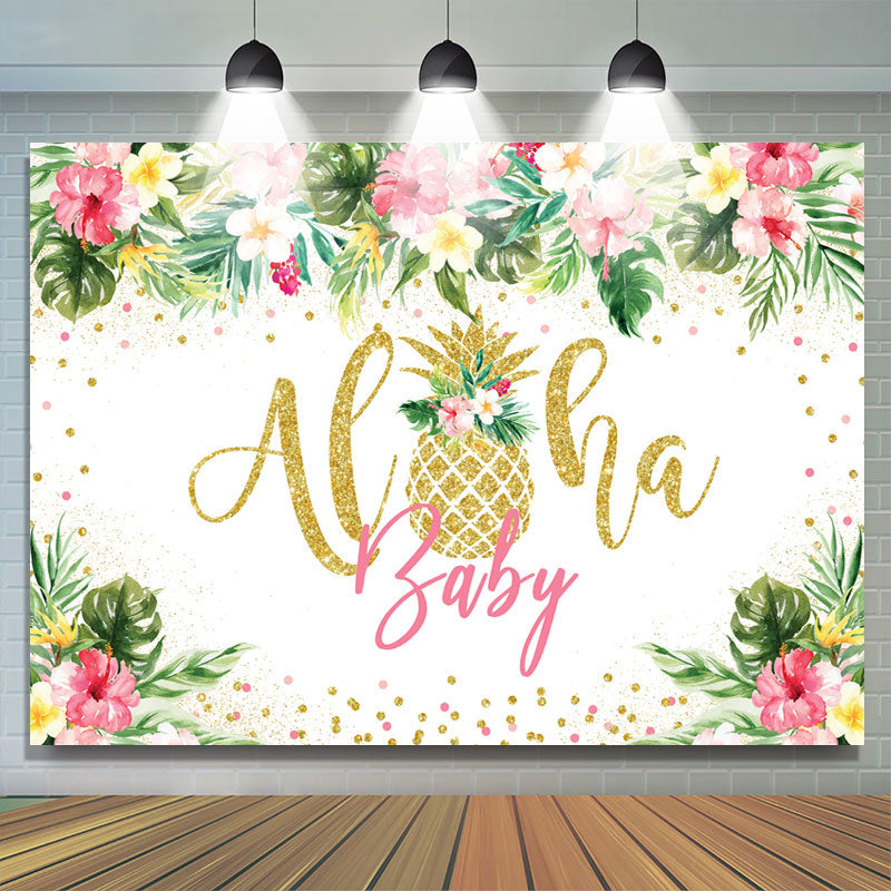 Lofaris Aloha Baby Tropical Floral Summer Shower Backdrop