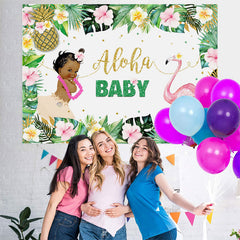 Lofaris Aloha Flamingo Girls Baby Shower Backdrop Summer Party
