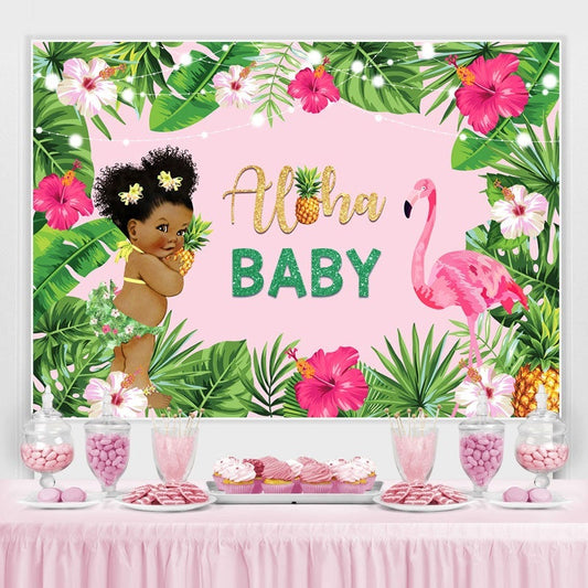 Lofaris Aloha Summer Flamingo Baby Shower Photoshoot backdrop