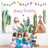 Load image into Gallery viewer, Lofaris Alpaca And Cactus Happy Birthday Backdrop For Baby