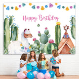 Load image into Gallery viewer, Lofaris Alpaca And Cactus Happy Birthday Backdrop For Baby