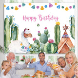 Load image into Gallery viewer, Lofaris Alpaca And Cactus Happy Birthday Backdrop For Baby