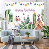 Load image into Gallery viewer, Lofaris Alpaca And Cactus Happy Birthday Backdrop For Baby