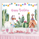 Load image into Gallery viewer, Lofaris Alpaca And Cactus Happy Birthday Backdrop For Baby