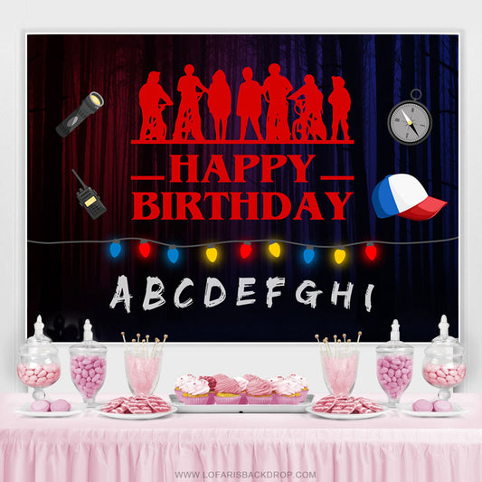 Lofaris Alphabet Stage Halloween Theme Happy Birthday Backdrop
