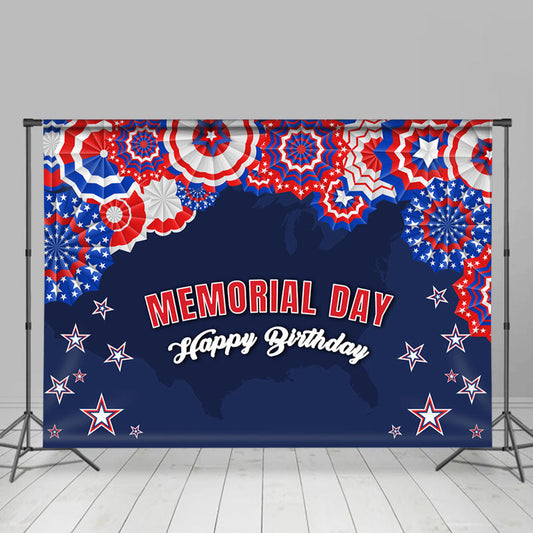 Lofaris American Flag And Paper Fan Memorial Day Backdrop