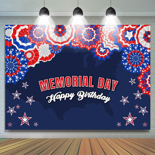 Lofaris American Flag And Paper Fan Memorial Day Backdrop