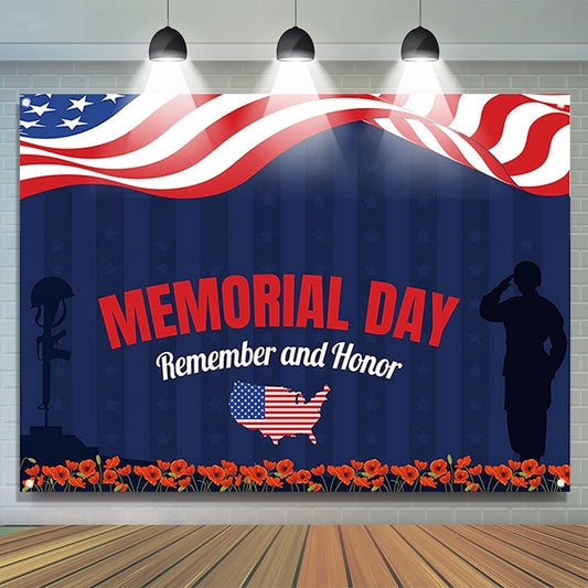 Lofaris American Flag Map Decorations Memorial Day Backdrop
