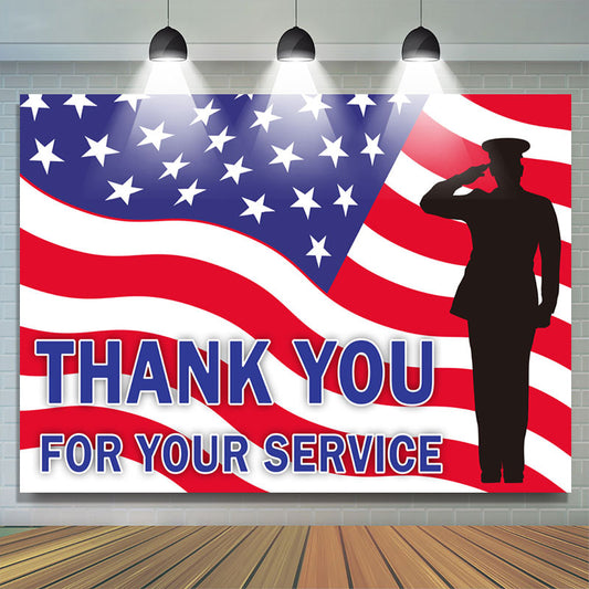Lofaris American Flag Patriotic Thank You Veterans Backdrop