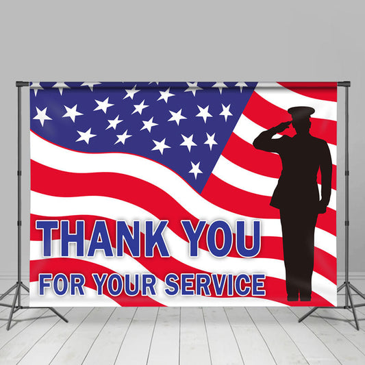 Lofaris American Flag Patriotic Thank You Veterans Backdrop