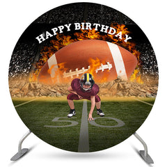 Lofaris American Football Theme Boy Player Round Birthday Backdrop