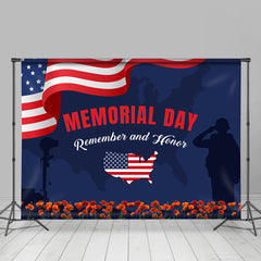 Lofaris American Map Flag Decorations Memorial Day Backdrop