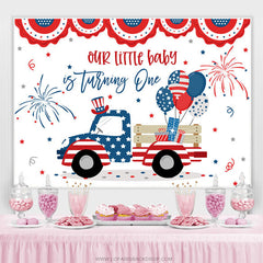 Lofaris American Truck Theme 1st Birthday Backdrop For Boy