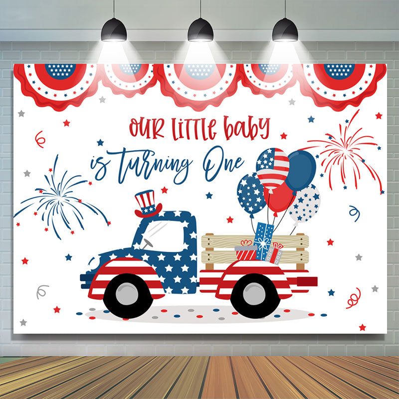 Lofaris American Truck Theme 1st Birthday Backdrop For Boy