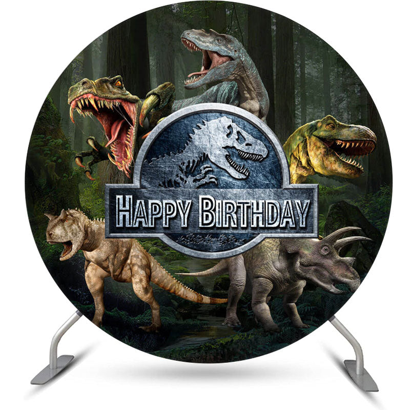 Lofaris Ancient Dinosaur Round Birthday Backdrop For Boy