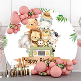 Load image into Gallery viewer, Lofaris Animals On The Car Circle Happy Birthday Backdrop