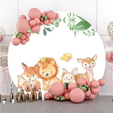Load image into Gallery viewer, Lofaris Animals With Green Leaves Round Baby Shower Backdrop