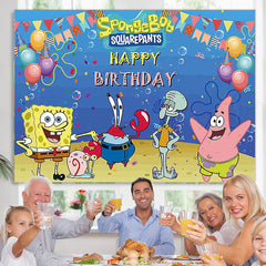 Lofaris Animation Yellow Sponge For Children Happy Birthday Backdrop