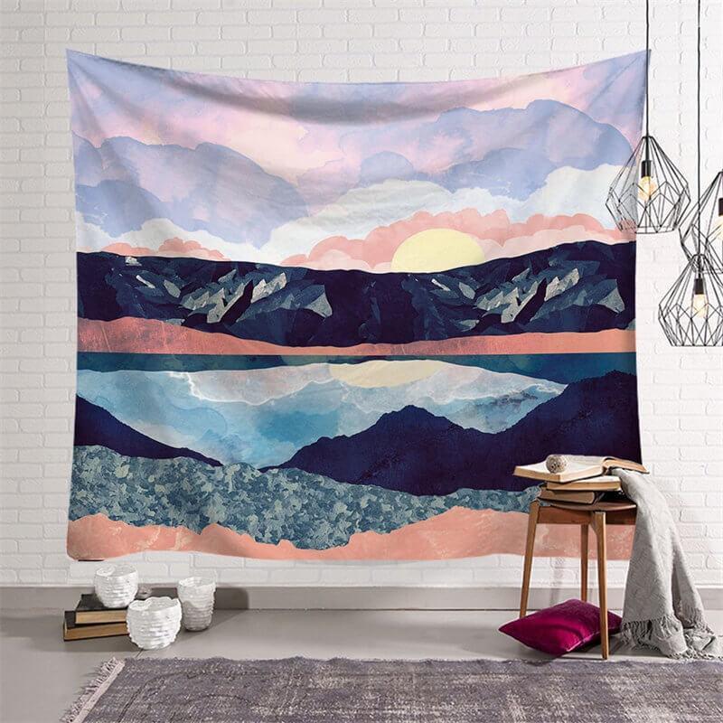 Lofaris Art Decor Sun Mountain Painting Style Wall Tapestry