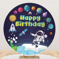 Lofaris Astronaut In Space Theme Round Happy Birthday Backdrop