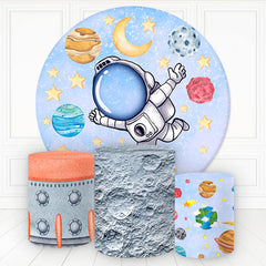 Lofaris Astronaut With Planet And Star Round Birthday Backdrop Kit