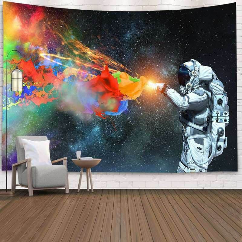 Lofaris Astronauts And Color Smoke Galaxy Novelty Wall Tapestry