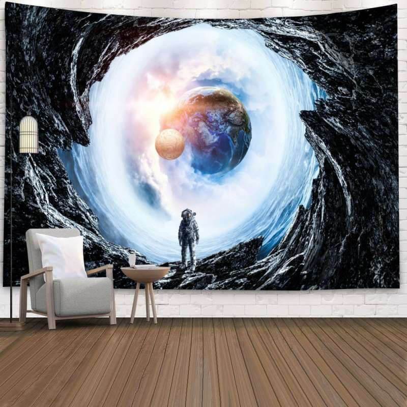 Lofaris Astronauts And Cosmic Vortex Galaxy Novelty Wall Tapestry