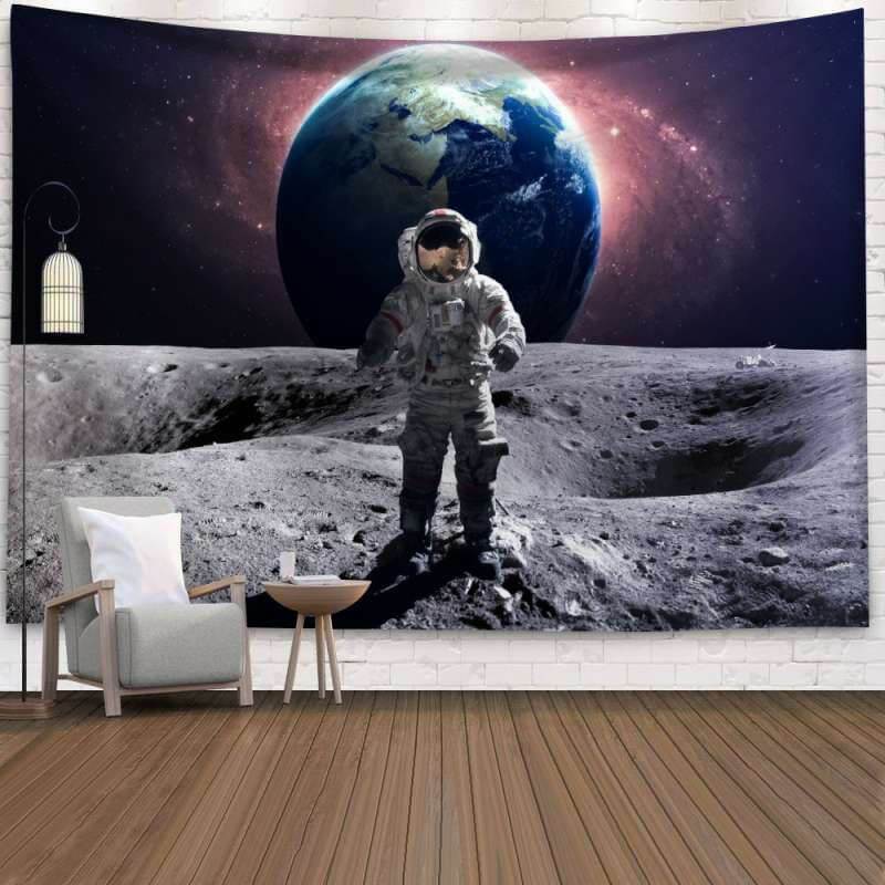 Lofaris Astronauts And The Earth Galaxy Novelty Wall Tapestry