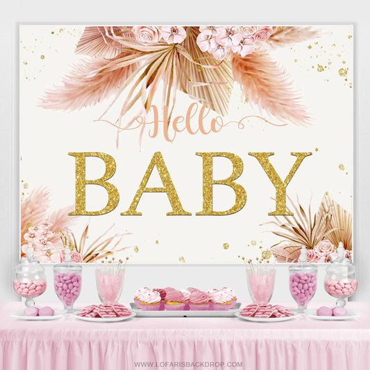 Lofaris Autumn Glitter Flowers Charmful Baby Shower Backdrop